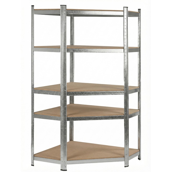 Метален ъглов стелаж Romprofix, 5 рафта, 180x90x90x40см, поцинкован, товароносимост 175кг