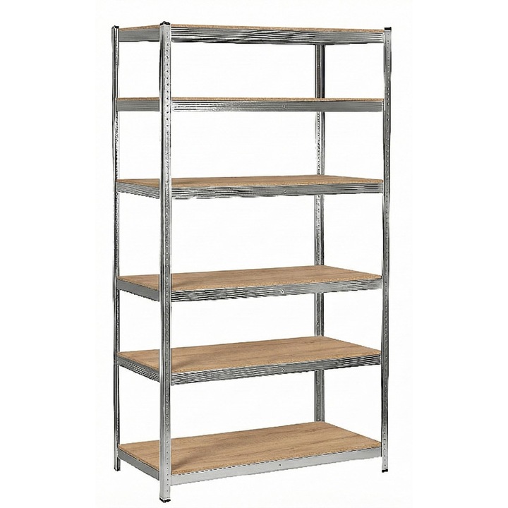 Метален стелаж Romprofix с 6 рафта, поцинкован, 222x110x50см, товароносимост 175кг
