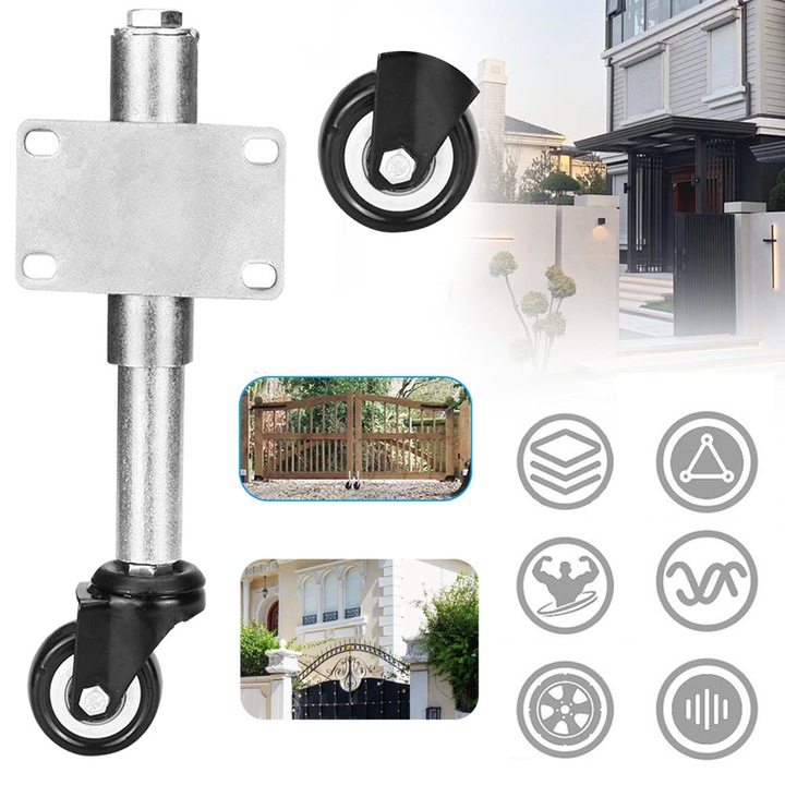 Roata De Poarta Cu Arc De 2", Roata Pivotanta Retractabila, Roti Retractabile Rezistenta Pentru Poarta De Lemn De Gradina, Gard De Curte, Capacitate De Incarcare 60 kg