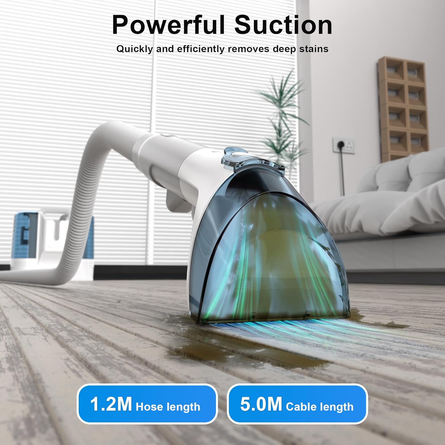 Aspirator profesional cu spalare Bedee, 450W, putere aspirare 11kPa, rezervor apa 1.8L, rezervor apa murdara 0.6L, portabil, umed si uscat, dimensiuni 335x235x305mm
