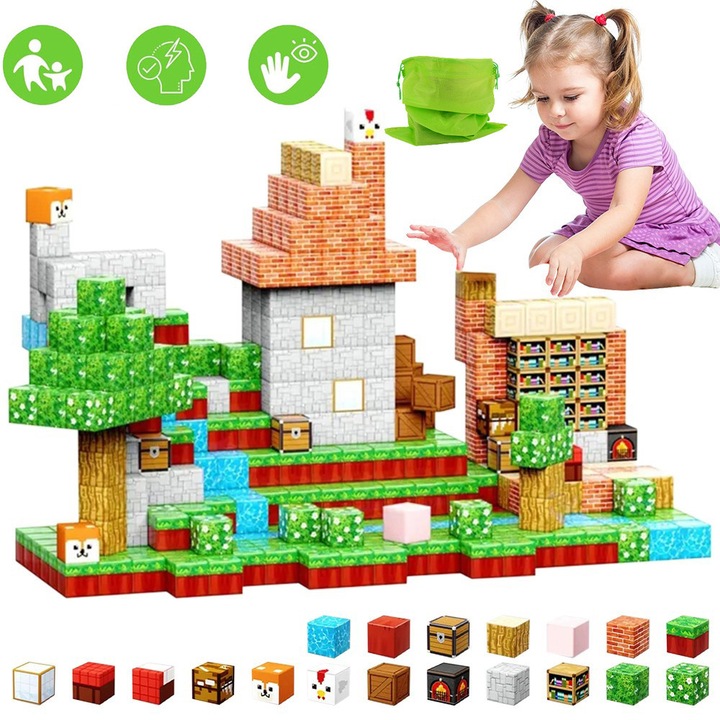 80 De Bucati De Blocuri Magnetice, Jucarii De Constructie Pentru Montessori, Jucarii Senzoriale Stem Pentru Educatie Timpurie Pentru Copii, Cadouri De Jucarii Educative Stivuibile Pentru Baieti Fete