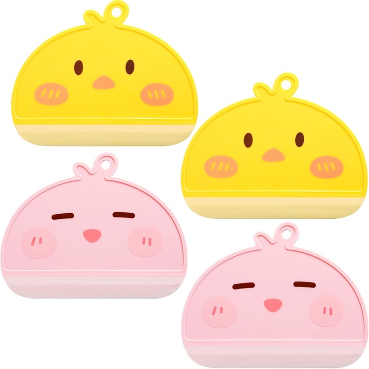 Set 4 Stergatoare Geam din Silicon, Design cu Agatare, Antiderapant, Multicolor