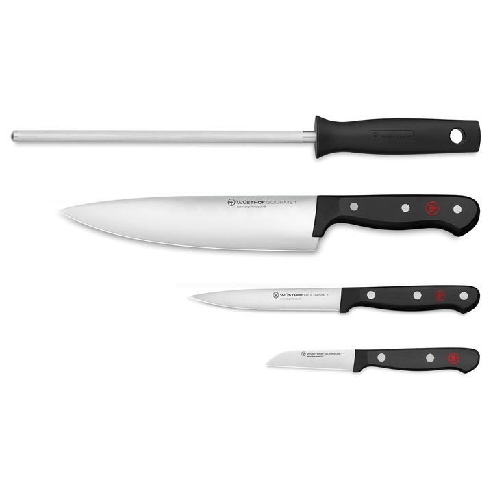 Set de cutite WUSTHOF Gourmet, 4 articole, inox, negru, 15, 98x10, 98x2, 05cm