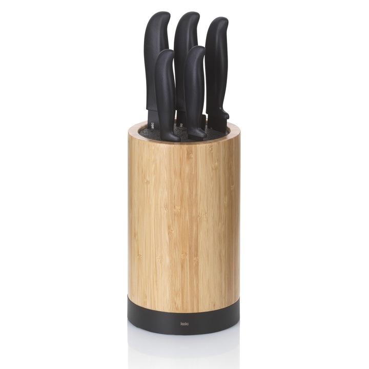 Set de cutite Kela ACIDA, 5 cutite, suport din lemn de bambus, negru, 13 cm