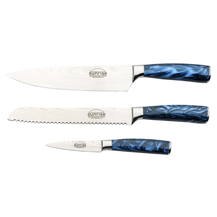 Set de cuțite Rockingham Forge Sunrise Collection 3 piese, oțel inoxidabil, albastru