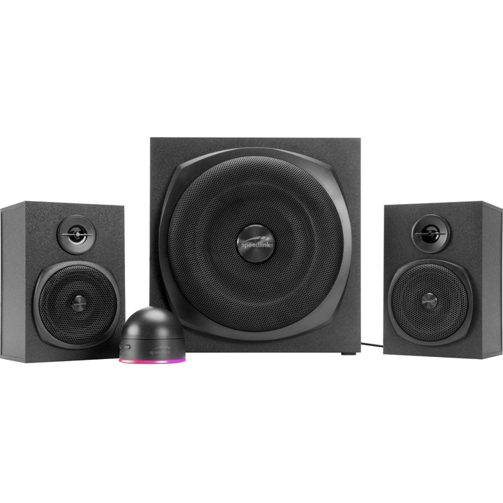 Difuzor portabil Speedlink Gravity LT 2.1, Bluetooth, subwoofer din lemn, negru, 80W