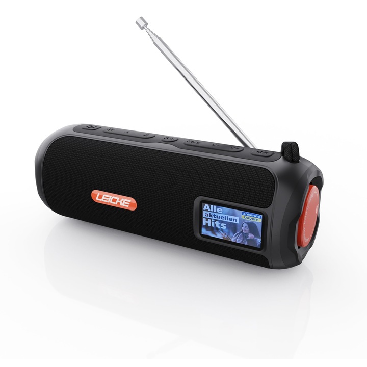 Difuzor portabil LEICKE DAB+, sunet stereo 10 W, acumulator 4500 mAh, negru