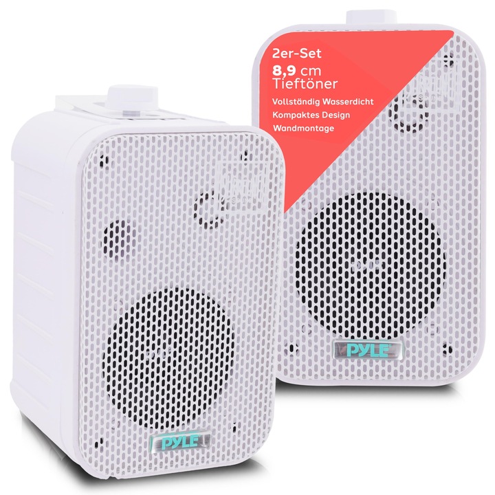 Difuzor exterior Pyle, 300W, rezistent la intemperii, alb, 12, 56x8, 58x6, 1cm