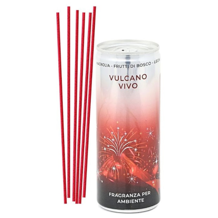 Fresh Aroma VULCANO VIVO 250 ml légfrissítő, virágos és gyümölcsös jegyekkel, színes pálcikákkal