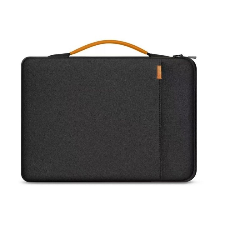 Husa de Protectie 360° pentru Laptop 13/14 Inch, Excitat®, Geanta de laptop, Rezistenta la Apa, cu Buzunar pentru Accesorii, Negru