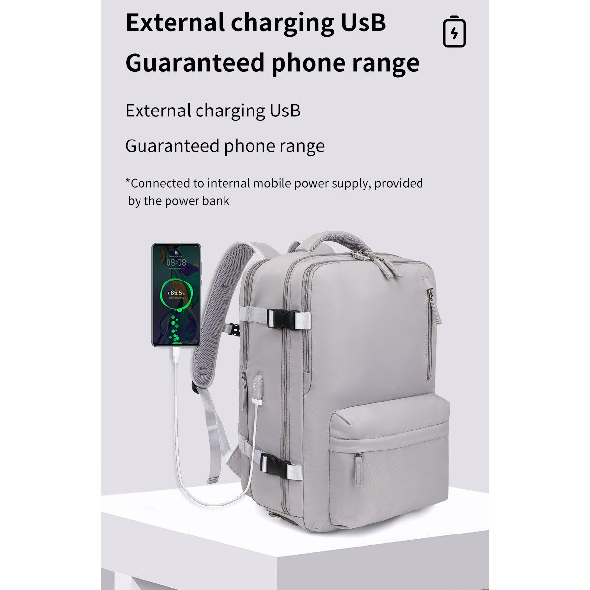 Rucsac extensibil impermeabil pentru laptop 16 inch, ORBER, compartiment pantofi, 36-55L, Negru