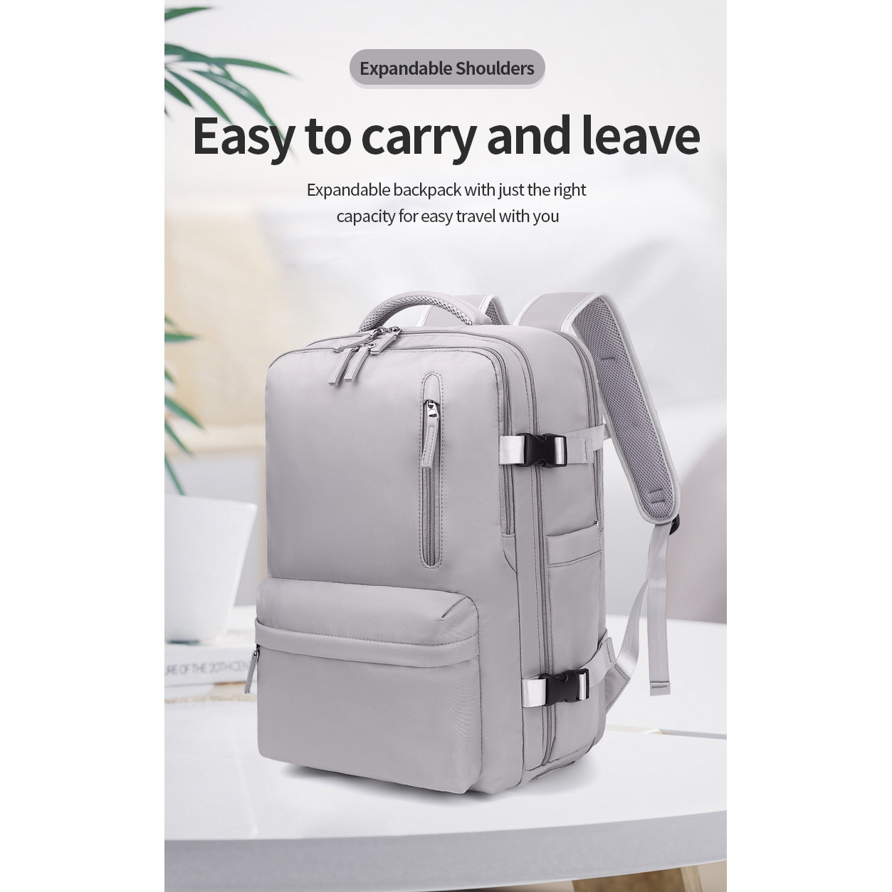 Rucsac extensibil impermeabil pentru laptop 16 inch, ORBER, compartiment pantofi, 36-55L, Negru