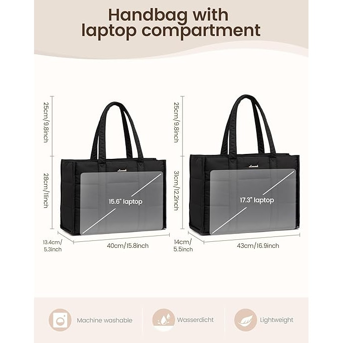 Geanta Laptop LOVEVOOK pentru Femei, Capacitate Mare, Usor de Transportat pe Umar sau in Mana, Ideala pentru Serviciu si Facultate - Potrivita pentru Laptopuri de pana la 40 cm