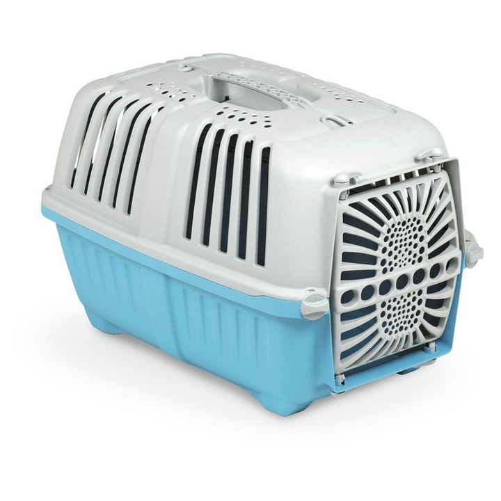 Cusca de transport LeoPet Pratiko, plastic si metal, multicolor, 48x31.5x33cm