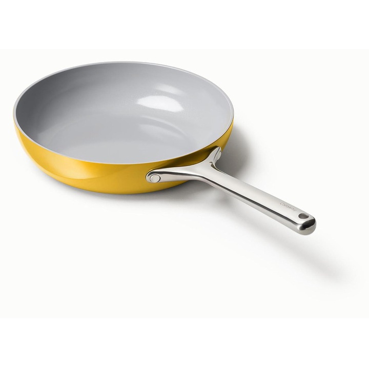 Tigaie ceramica antiaderenta Chimen (2, 7 qt, 10, 5 inchi), Netoxica, fara PTFE si PFOA, La cuptor si compatibila cu toate tipurile de aragaz (gaz, electric si inductie), Galbenele