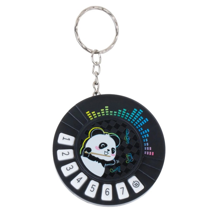 Breloc muzical mini pian Shopiens, 19 melodii, clape iluminate, O6x1.5cm