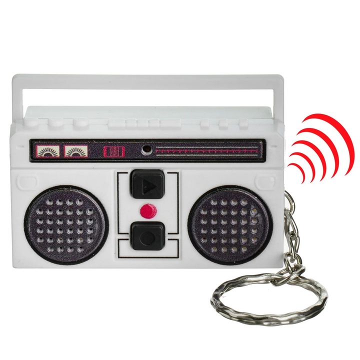 Shopiens hangrögzítő kulcstartó, mini kazettás magnó, hordozható, 6x2x3cm