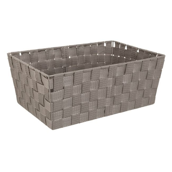 Cos Depozitare Impletit Taupe cu Cadru Metalic Organizare Baie Bucatarie Birou Sertar Dulap 38x26x15cm