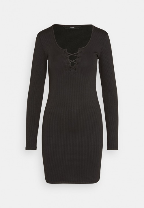 Дамска рокля, Vero Moda, С дълъг ръкав и вталена кройка, Черна 2034