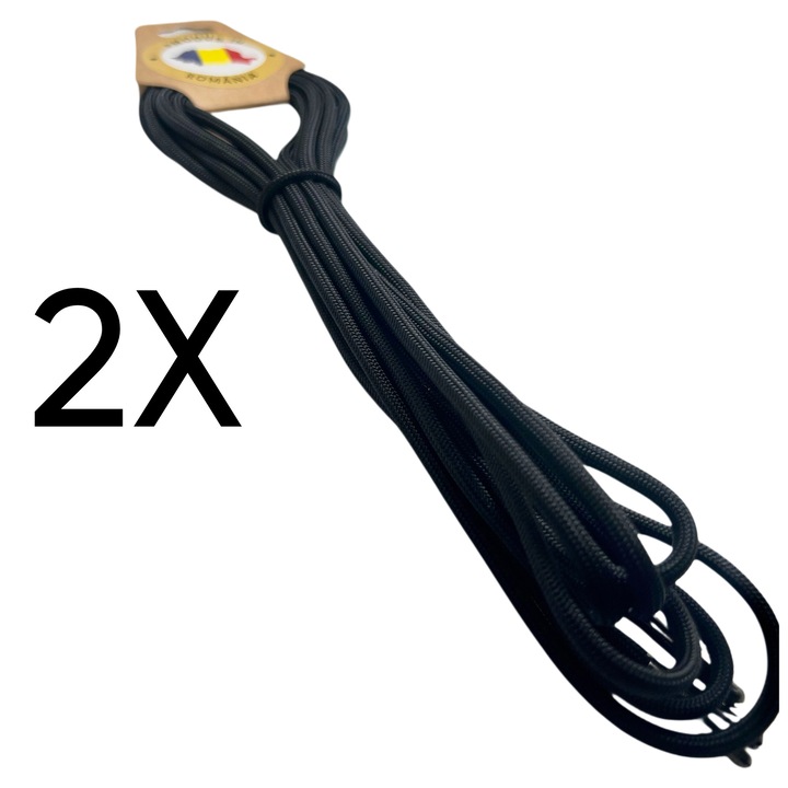Sireturi Incaltaminte, Paracord 550, 4MM, 160 CM, Pachet 2 Bucati, Trekker, Negru