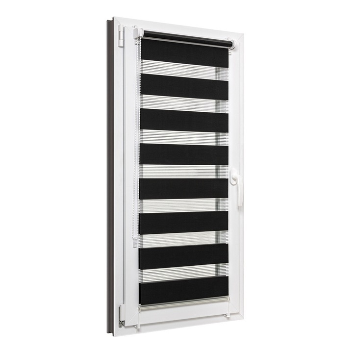 Rulou dublu zi si noapte, 50x150 cm, negru, montaj Klemmfix fara gaurire