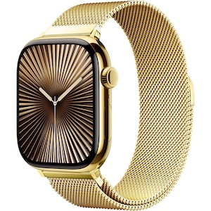 Curea Original Milanese compatibila cu Apple Watch 38mm / 40mm / 41mm / 42mm, pentru 11, 10, 9, 8, 7, 6, 5, 4, SE, SE2 – otel inoxidabil premium, prindere magnetica reglabila, design elegant, Champagne Gold