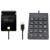 Cititor de carduri DDOLI cu tastatura numerica wireless, USB, compatibil cu carduri electronice, ideal pentru institutii