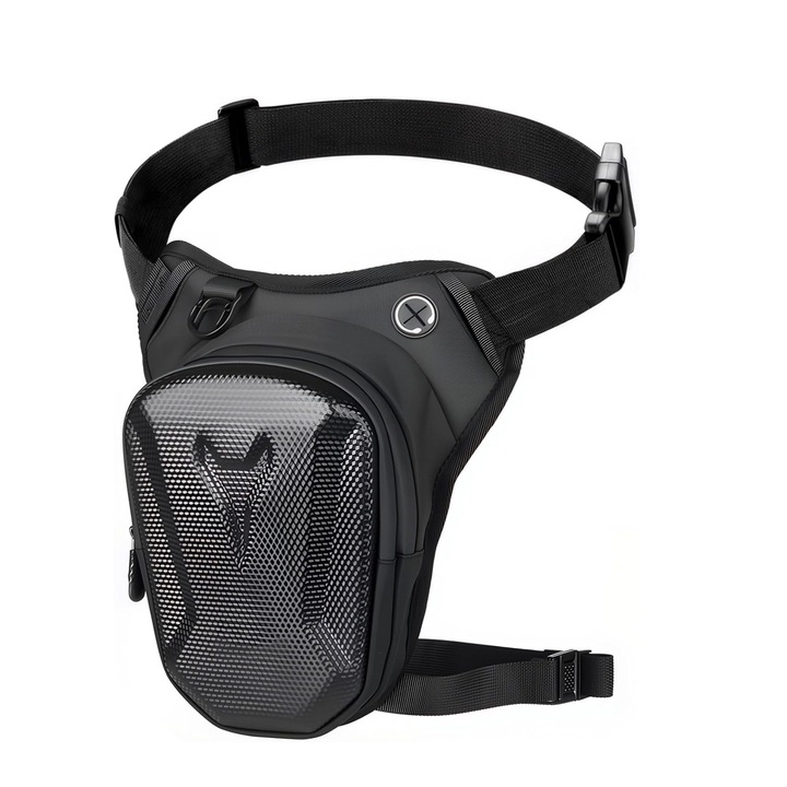 Geanta moto FooFoony, impermeabilă, reglare lungime curea, orificiu pentru căști, Negru