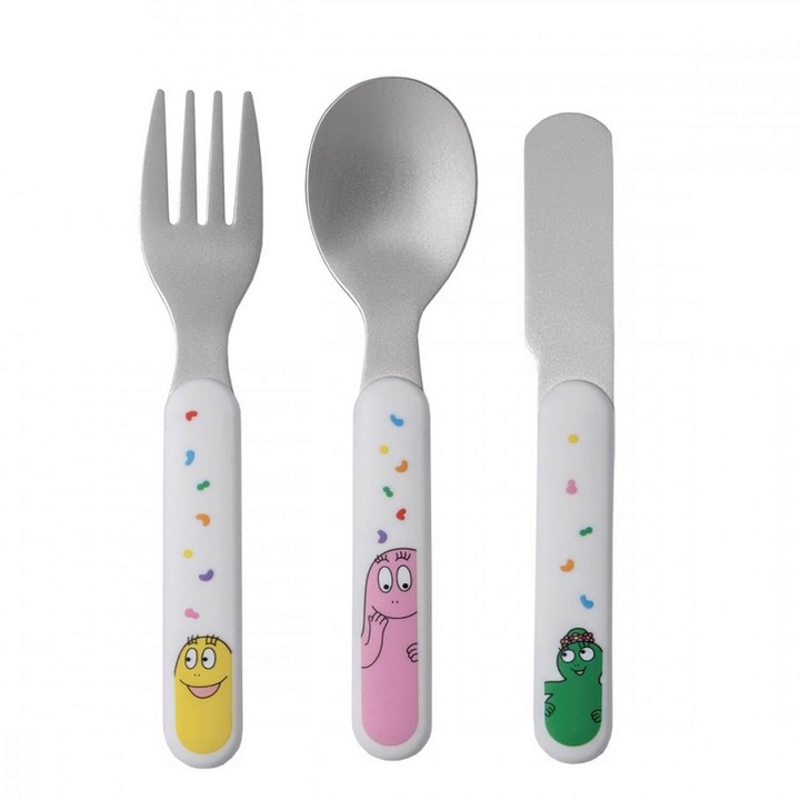 Set 3 tacâmuri, Barbapapa, inox, multicolor