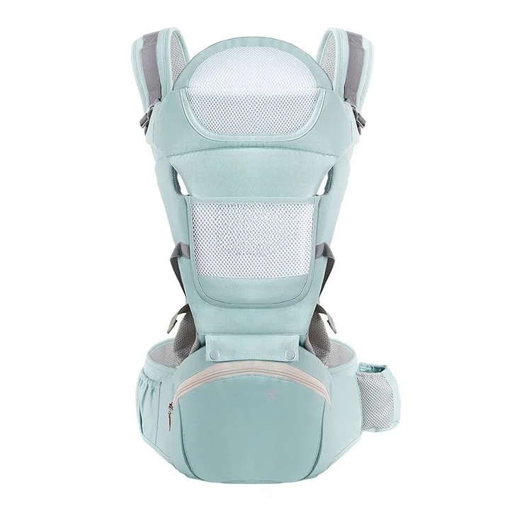 Marsupiu multifunctional Deliny, 9 în 1, Verde, bumbac, pentru 0-36 luni