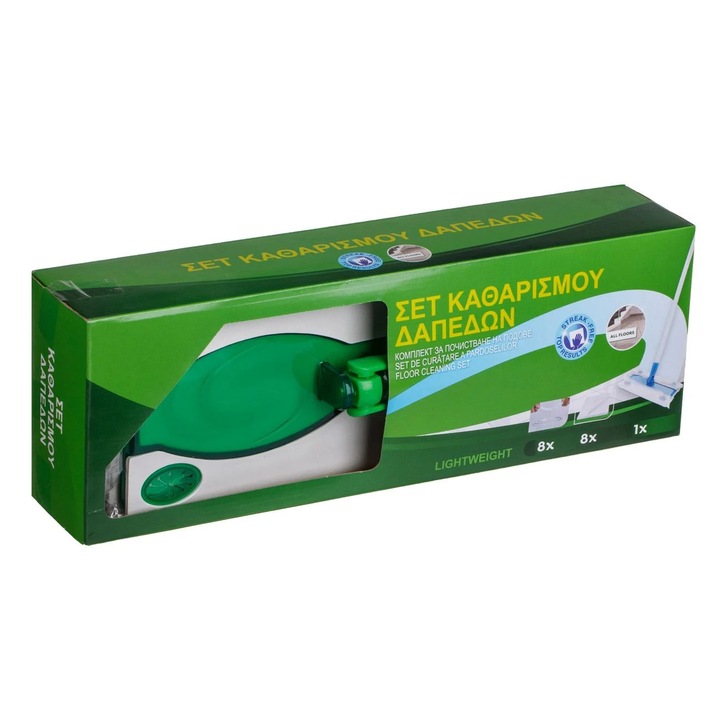 Set curățare pardoseli cu mop, 8 șervețele umede și 8 șervețele uscate