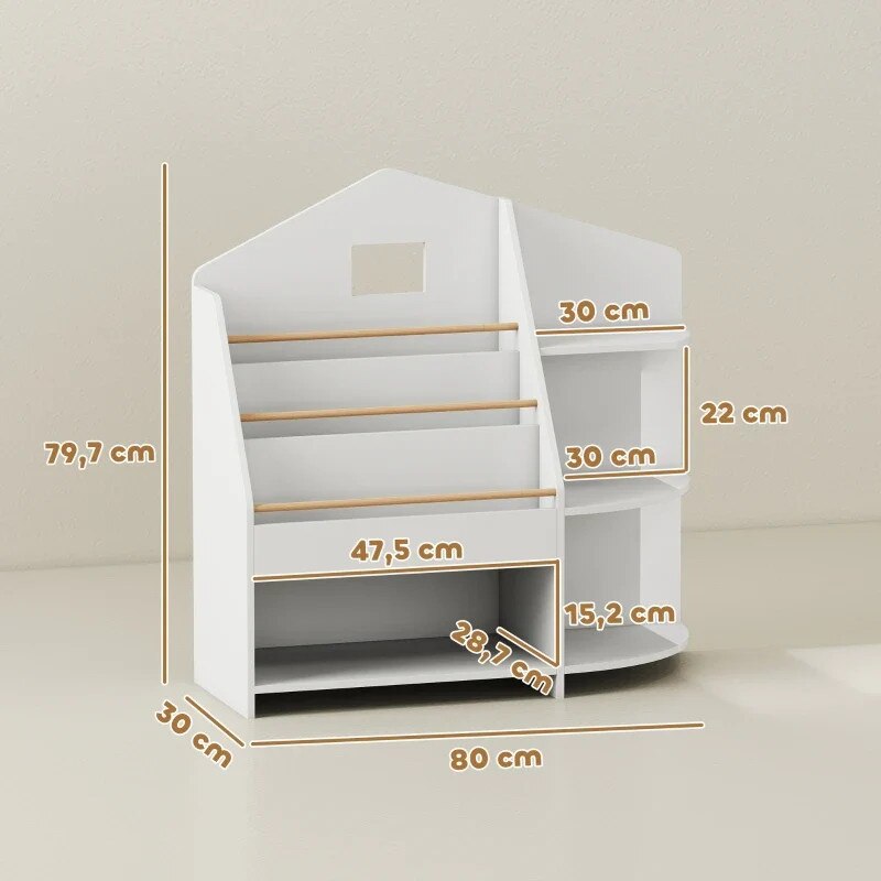 Raft pentru copii, 7 rafturi, margini rotunjite, incarcatura 40 kg, alb ...