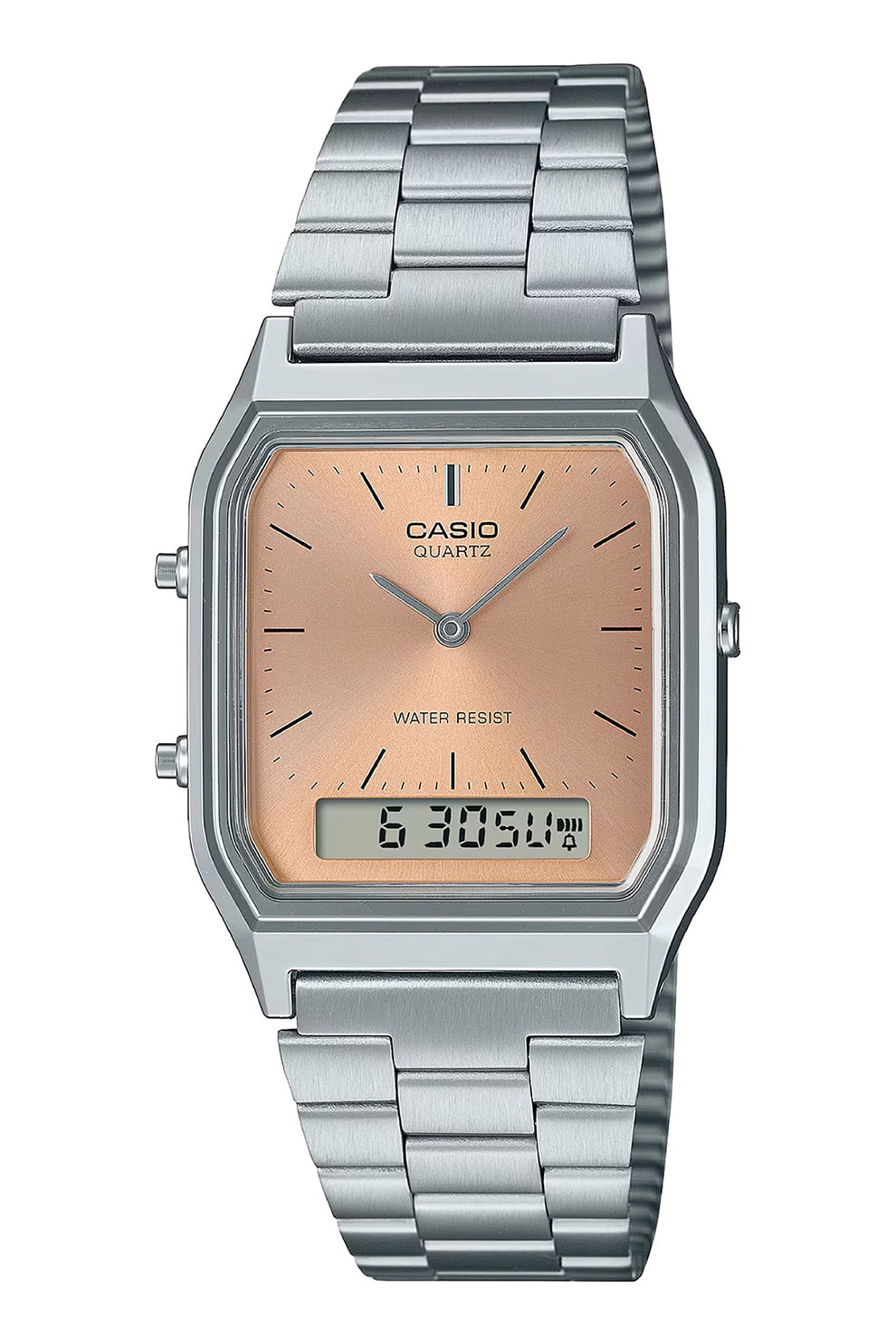 Casio, Ceas unisex patrat cu alarma, Argintiu - eMAG.ro