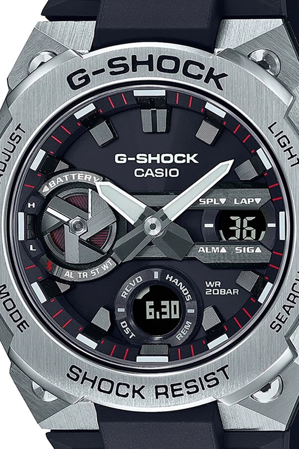 Casio, Ceas analog si digital G-Shock, Argintiu, Negru - eMAG.ro