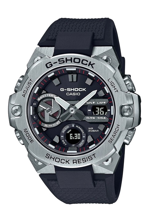 Casio, Аналогово-дигитален часовник G-Shock, Сребрист, Черен