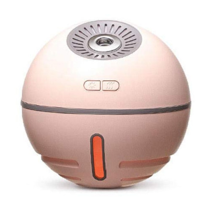 Umidificator portabil HOUKEA, roz, 300ml, ultrasunete, difuzor de arome