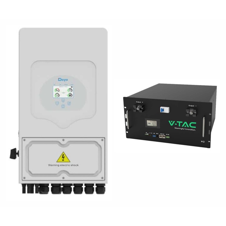 Invertor Deye 8kW cu acumulator LiFePO4 9.6kWh, monofazat, set