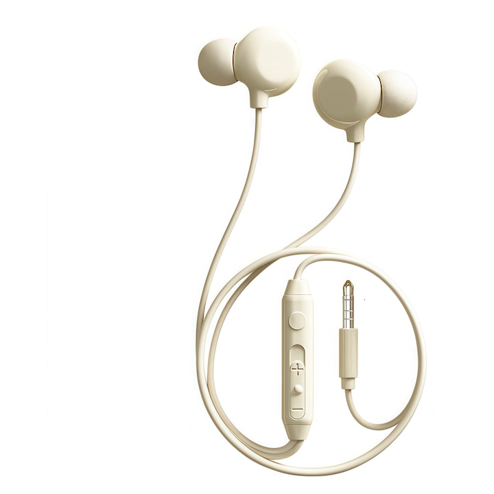 Vezetékes alvó fejhallgató, HiFi hangzás, zajcsökkentés, bézs, felnőtteknek