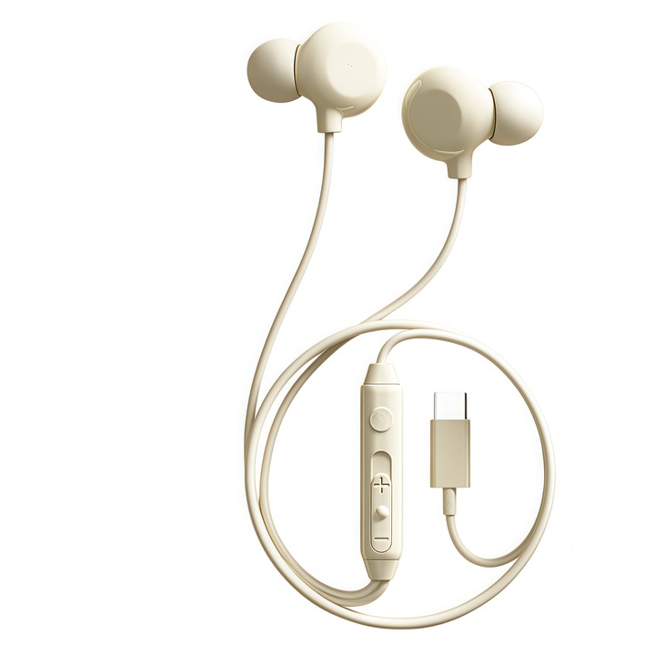 Alvó fejhallgató, HiFi hangzás, zajcsökkentés, bézs, in-ear típus