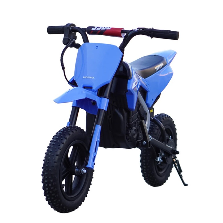 Motocicleta electrica Kinderplay CRF450, 250W, roti gonflabile, albastru, 120x57x68cm