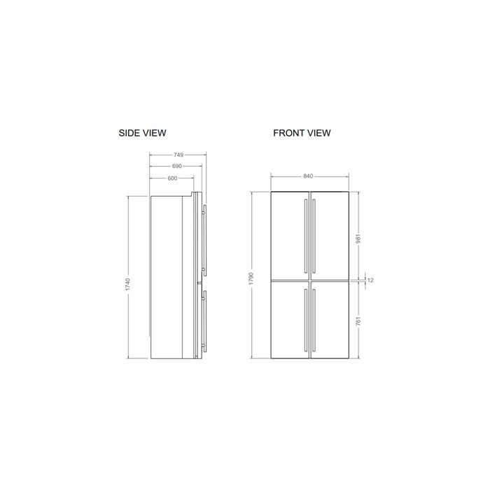 Frigider american side by side cu 4 usi Bertazzoni, colectia