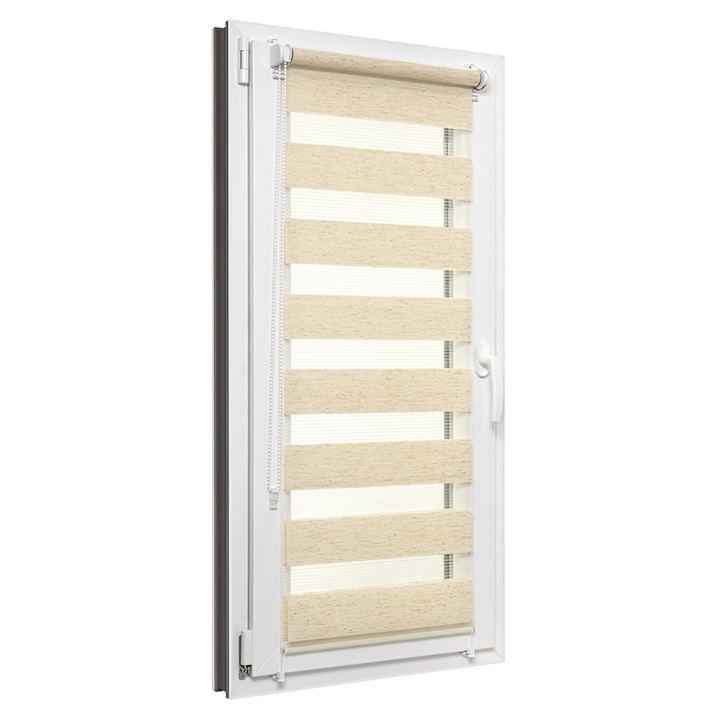 Jaluzea zi si noapte 90x215 cm, crem melanj, montaj fara gaurire