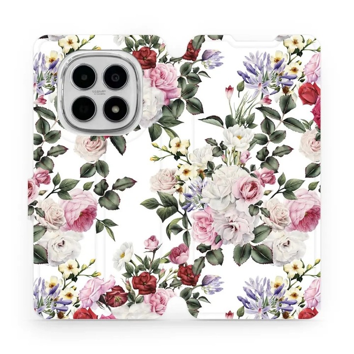 Калъф флип Mobiwear за Xiaomi Redmi Note 15 4G, дизайн цветя, многоцветен, екологичен материал