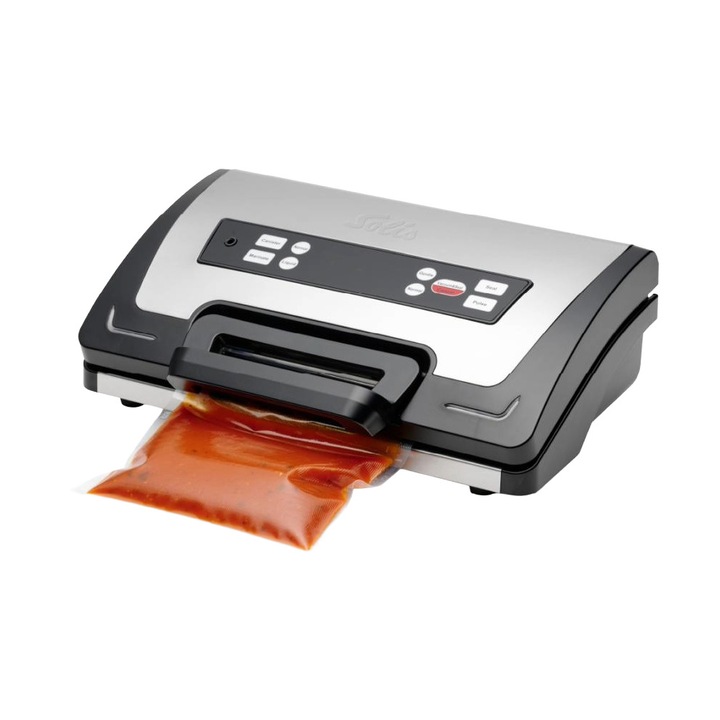 Aparat de vidat Solis, Vac Wet&Dry, vidare uscata/umeda/lichida/marinare, bara sigilare 30 cm, viteza aspiratie 20l/min, 4 functii automate, sigilare/functie Pulse, mod special alimente delicate, panou de control tactil, cutter integrat, 250 W, gri