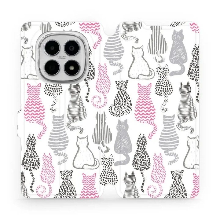 Калъф флип Mobiwear за Xiaomi Redmi Note 15 4G, дизайн с котки, устойчив на удари и надрасквания, многоцветен