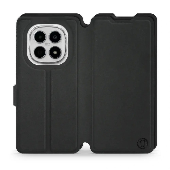 Калъф флип Mobiwear за Xiaomi Redmi Note 15 4G, черен, материал Semis, с вградена стойка