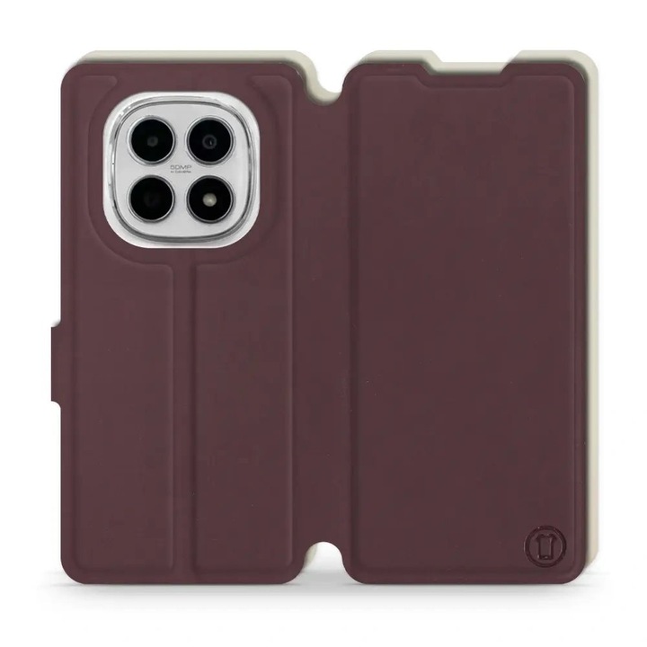 Калъф флип Mobiwear за Xiaomi Redmi Note 15 4G, матов бордо червен, устойчив на удари и надраскване, комплект.