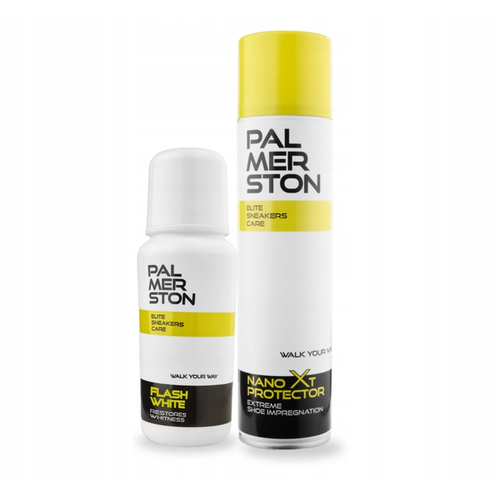 Kit de curatare a incaltamintei, Palmerston, Flashwhite, 75 g, impregnare nano xt, 400 ml, inalbitor, protectie impotriva apei, curatare rapida, aplicator convenabil, alb, set 2 in 1, material: lichid, burete, formula eficienta, usor de utilizat, ideal