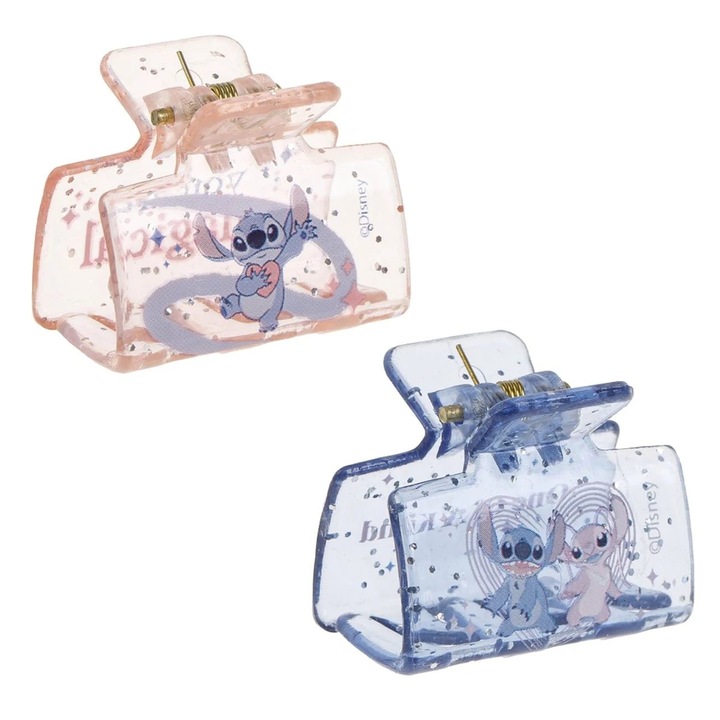 Clama Par pentru Copii Roz Lila Transparenta cu Glitter Stitch 3cm – 2 buc