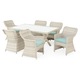 Set mobilier gradina/terasa 6 scaune si masa, Maison Mex CALZADA, alb/turquoise